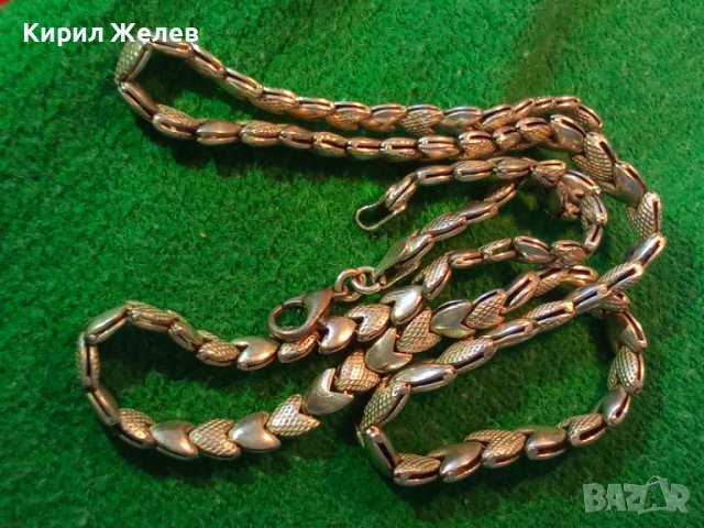 РАЗКОШЕН със СЪРЧИЦА СРЕБЪРЕН ЛАНЕЦ СРЕБРО 925 с БЯЛА ПОЗЛАТА ХУДОЖЕСТВЕНА ВИНТИДЖ ИЗРАБОТКА 17307, снимка 3 - Колиета, медальони, синджири - 46004137