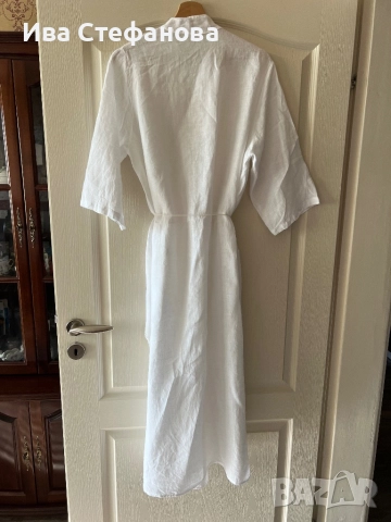 нова универсален one size размер елегантна луксозна бяла наметка лен ленена , снимка 2 - Туники - 50930746