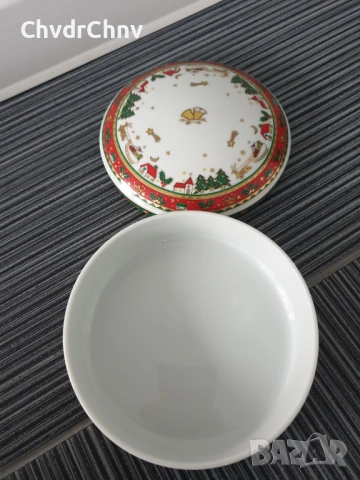 Maebata 16см/японска коледна порцеланова бонбониера-бижутерка-кутия с капак, снимка 7 - Кутии за храна - 52550465