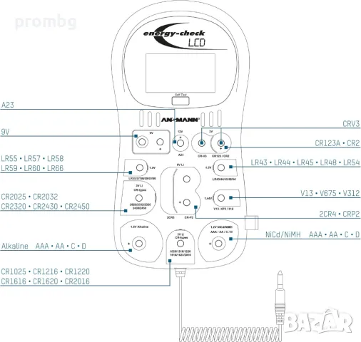  тестер за акумулаторни и алкални батерии ANSMANN, Германия, снимка 4 - Други инструменти - 48163206