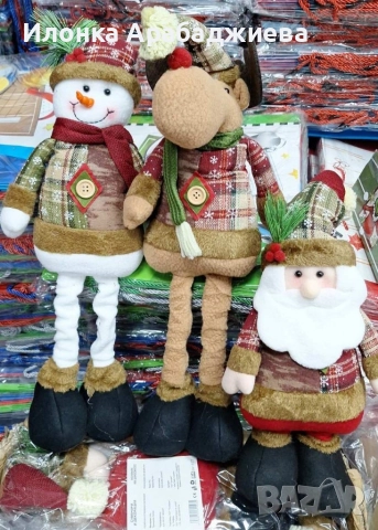 Голяма коледна играчка Елен, Снежен човек или дядо Коледа - разтягаща до 50см, снимка 5 - Декорация за дома - 52577387