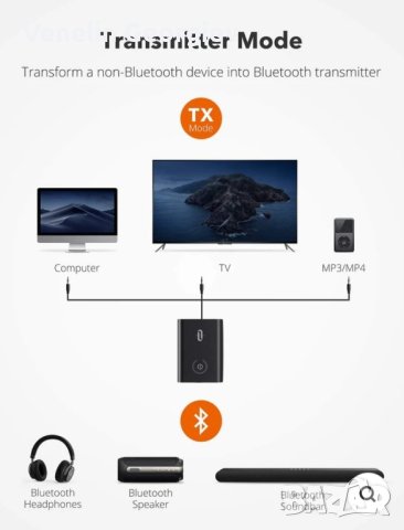 Bluetooth 5.0 предавател и приемник, безжичен 3,5 мм адаптер


, снимка 12 - Други - 43900720