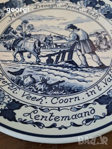 холандска декоративна порцеланова чиния Delft   11/2, снимка 3 - Декорация за дома - 49059659