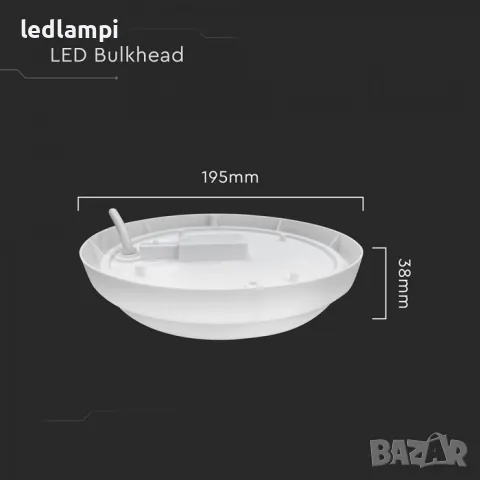 LED Плафониера 18W Кръг IP54, снимка 6 - Лампи за таван - 49377339