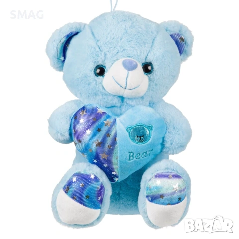 Плюшено мече със синьо сърце за Свети Валентин 32 см_1187575