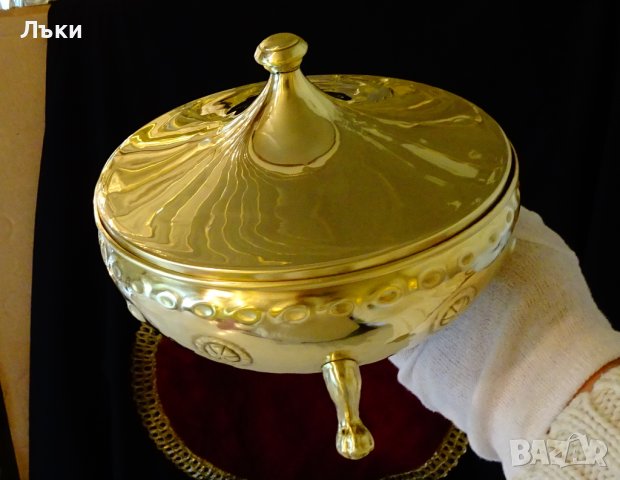 Бронзов съд с капак и лъвски лапи,кутия за бижута. , снимка 5 - Антикварни и старинни предмети - 40253250