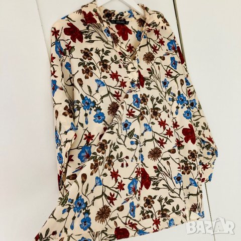 Дамска риза Zara с принт на цветя овърсайз, oversized флорална Зара oversize р. S/M/L, снимка 4 - Ризи - 43197548