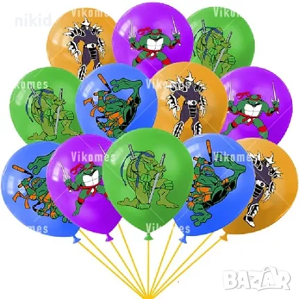 Костенурките Нинджа Обикновен надуваем латекс латексов балон парти, снимка 3 - Други - 43766924