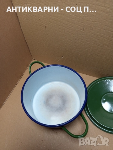 Соц Стара Емайлирана Тенджера. , снимка 6 - Антикварни и старинни предмети - 51781513