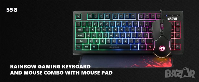 Marvo Геймърски комплект Gaming COMBO CM310 3-in-1 - Keyboard, Mouse 1000 Hz, Mousepad - MARVO-CM310, снимка 5 - Клавиатури и мишки - 43063452