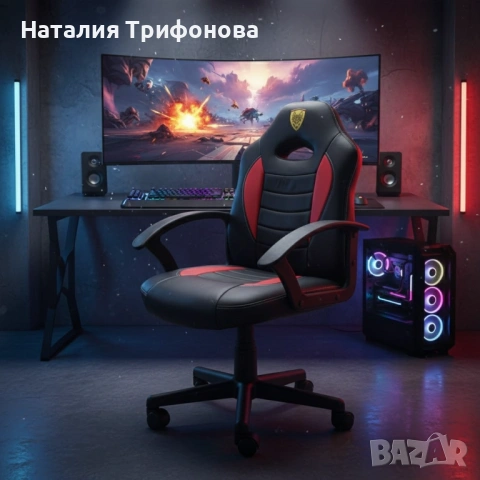 Детски геймърски офис стол – Спортен дизайн, ергономичен и регулируем, снимка 4 - Столове - 53400929