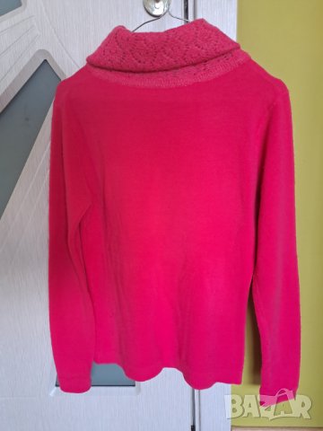 Дамско поло с голяма обърната яка циклама, снимка 5 - Блузи с дълъг ръкав и пуловери - 44129272