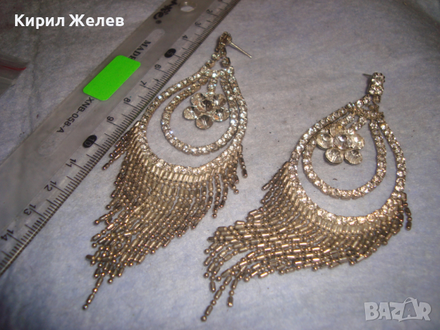 СТАРИ ПОСРЕБРЕНИ ОБЕЦИ ИНКРУСТИРАНИ с БЛЕСТЯЩИ ЮВЕЛИРНО ФАСЕТИРАНИ СКЪПОЦЕННИ КРИСТАЛИ 20813, снимка 3 - Обеци - 36540471