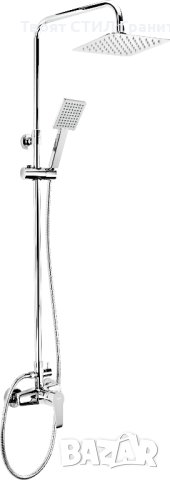 Хромирана душ колона тип NAC_01PM Тропически дъжд със смесител Corio Chrom - Квадратна пита