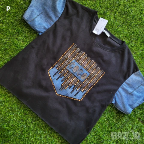 Кроп топ къс топ с дънкови ръкви, снимка 2 - Тениски - 51214333