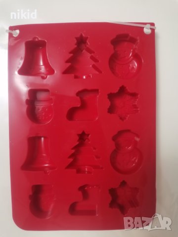 12 Коледни фигурки силиконов молд форма фондан шоколадови бонбони гипс декор, снимка 2 - Форми - 43051347