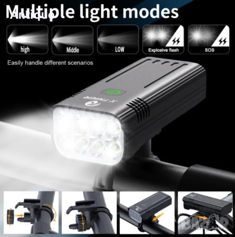 Брутално мощен LED прожектор за колело или електрически скутер, снимка 11 - Аксесоари за велосипеди - 43492154