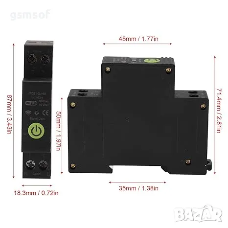 Tuya Wi-Fi предпазител бушон, 63A за DIN с функция електромер, токови защити, снимка 4 - Друга електроника - 47689920