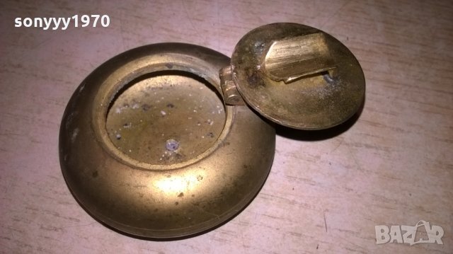 мини пепелник-масивен месинг-6х4см-внос франция, снимка 3 - Колекции - 26896071