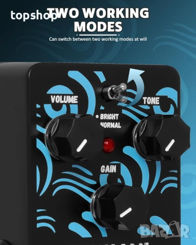 Нов STRICH TSUNAMI Педал за китара Overdrive, Blues Drive Vintage Overdrive ефект, Warm/Hot режими.., снимка 2 - Китари - 52152453