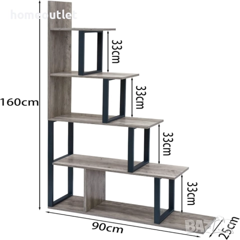 ПРОМОЦИЯ Ъглова етажерка с L-образен дизайн TSJ-21406-IG, снимка 4 - Етажерки - 52720438