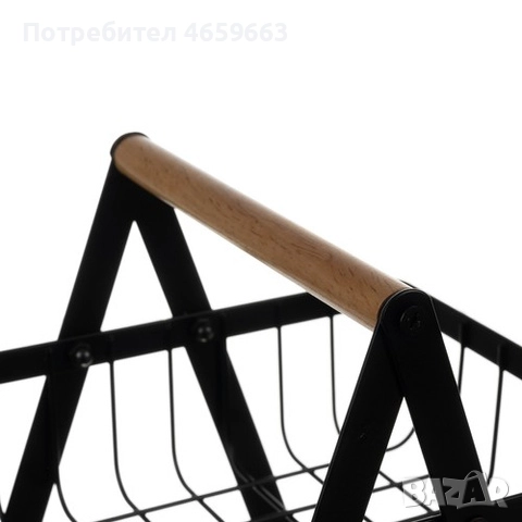 Декоративна кошница за плодове, изработена от метал, на два етажа и дървена дръжка, снимка 3 - Прибори за хранене, готвене и сервиране - 52547197