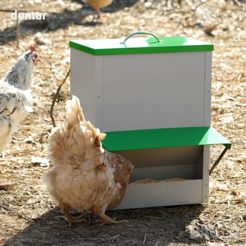 Автоматична хранилка за птици, 11 кг храна, метална с капак, снимка 5 - За птици - 51879307