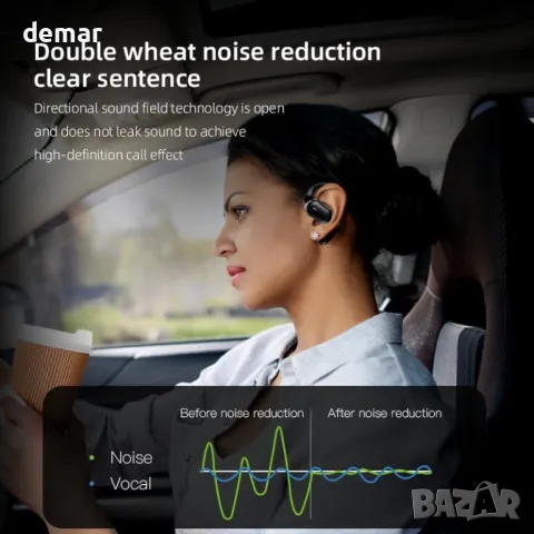 Ултра отворени безжични Bluetooth слушалки - ергономични с костна проводимост, черни, снимка 5 - Безжични слушалки - 50289045