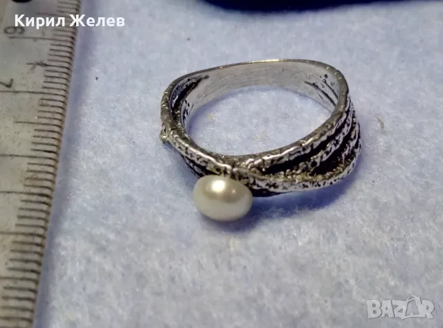 РАЗКОШЕН ПЕРЛЕН СРЕБЪРЕН ПРЪСТЕН РОДИРАНО СРЕБРО 925 с ИНКРУСТИРАНА БЯЛА НАТУРАЛНА ПЕРЛА 50163, снимка 6 - Пръстени - 50337117