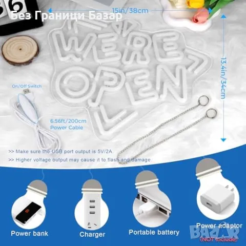 Нова Неонова LED табела Отворено за бизнес витрина и декор Знак Open , снимка 3 - Лед осветление - 47579213