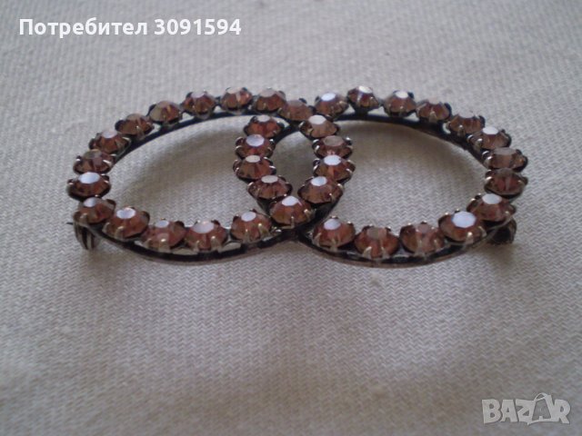 Дамска брошка  с кристали и сребърно покритие, снимка 6 - Антикварни и старинни предмети - 36648883