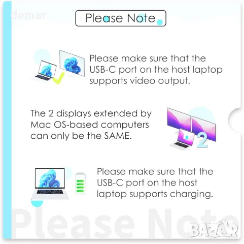 Докинг станция за лаптоп, WAVLINK 10G USB C хъб с двоен HDMI, 100W PD вход, 10Gbps USB-A/C 3.2, снимка 8 - Друга електроника - 49084643