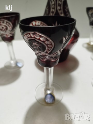 Кристални чаши с графа цветен червен кристал , снимка 10 - Колекции - 44018929