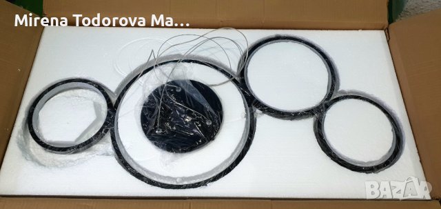 Модерен лед LED полилей висяща Висулка с четири пръстена дистанционно, снимка 3 - Лампи за таван - 38390421