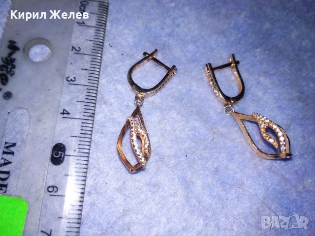 ПРЕКРАСНИ АЖУРНИ СРЕБЪРНИ СКЪПОЦЕННИ ОБЕЦИ СРЕБРО S 925 с ЖЪЛТА ПОЗЛАТА 30758, снимка 2 - Обеци - 40532606