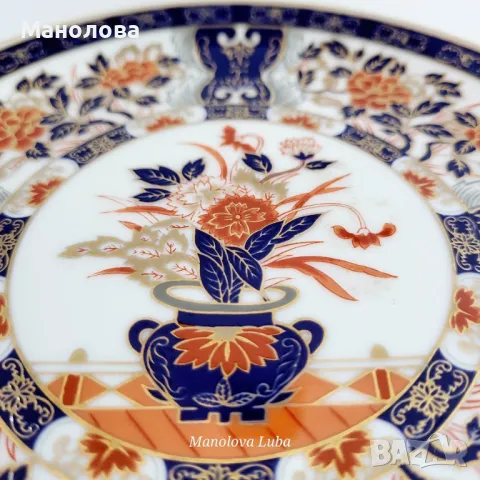 Декоративна колекционерска порцеланова чиния Eiwa Kinsei 栄和謹製, в стил Imari., снимка 6 - Други ценни предмети - 50015177