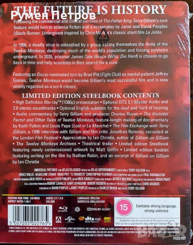 Блу рей стилбук 12 МАЙМУНИ - 12 MONKEYS Blu Ray Steelbook, снимка 2 - Blu-Ray филми - 37517894