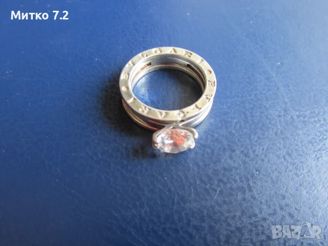 BVLGARI сребърен пръстен с камък, снимка 6 - Пръстени - 50792500