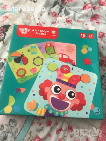 Tooky Toy - Детски образователен пъзел 4 в 1 - Цветове и форми