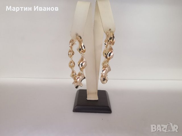 Златни обеци халки усукани , снимка 3 - Обеци - 32282639