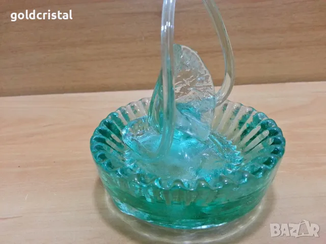 Стар стъклен пепелник цветно зелено стъкло , снимка 8 - Антикварни и старинни предмети - 49777604