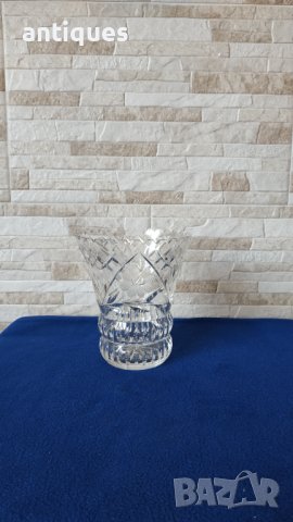 Голяма немска кристална ваза с орнаменти - 18см, снимка 6 - Антикварни и старинни предмети - 37441067