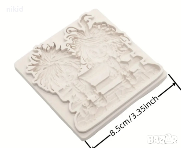 седнали деца дяволчета на пейка силиконов молд форма фондан шоколад декор гипс, снимка 3 - Форми - 51927602