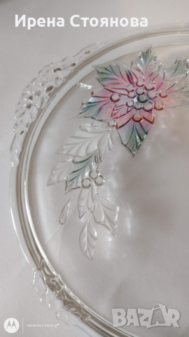 Кристален поднос за торта Holiday Bloom by Mikasa Poinsettia, снимка 2 - Чинии - 44872982
