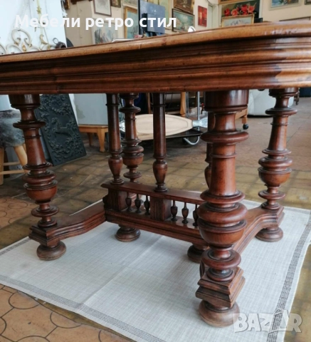 Масивна дървена маса в класически стил.  Красиво резбовани крака и елегантни орнаменти. , снимка 7 - Маси - 52076660