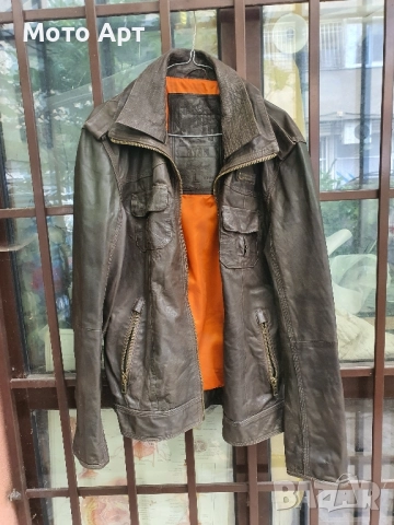 Кожено Яке Естествена Кожа Superdry Размер L Slim Fit, снимка 5 - Якета - 52052146