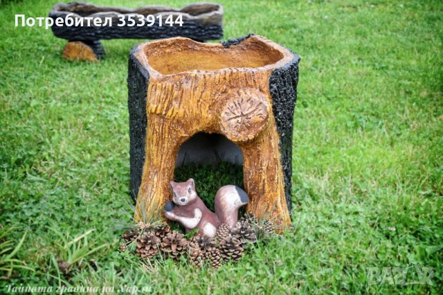 Градински кашпи от щампован бетон имитиращи дърво