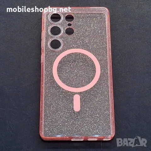 Samsung Galaxy S25 /S25 Ultra кейс MagSafe розов с брокат , снимка 2 - Калъфи, кейсове - 49482323