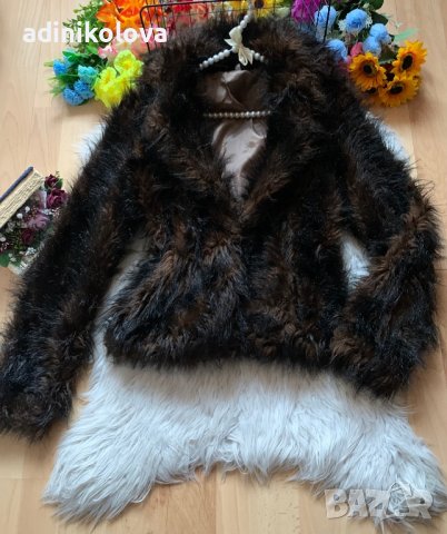 Кафяво пухкаво палто, снимка 1