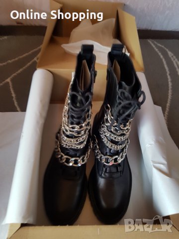Боти естествена кожа с вериги ЗАРА, снимка 6 - Дамски боти - 39532837